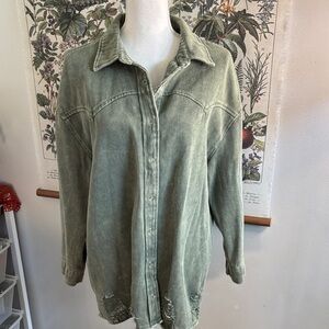 Women's Green Denim Jacket OS